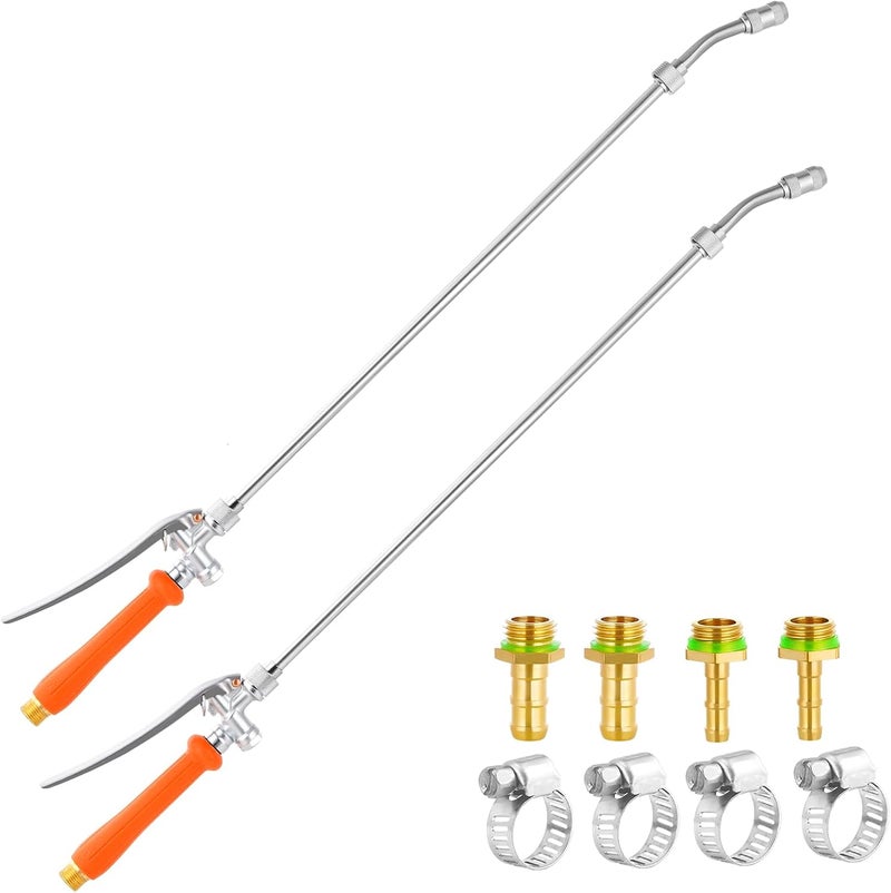 JINIOHEE 2 Pack 29 Inch Spray Wand, Brass Barb Match 1/4" & 3/8" Sprayer Wand Hoses, Adjustable Nozzle Stainless Steel Sprayer Wand with Shut off Valve for Weed Garden Car Wash - Image 1